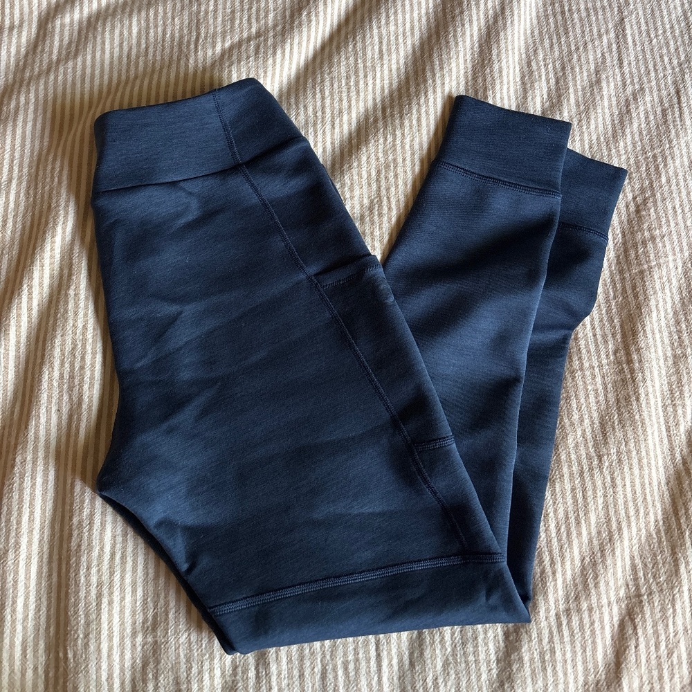 Backcountry navy thick leggings / base layer with phone pocket